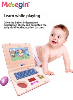 MEBEGIN Kids Learning Laptop with Music and Light, Play Laptop Computer Electronic Educational Learning Computer, Simulation Music Preschool Pretend Toys with Retractable Mouse for Early Learning, Pink  - Image 3