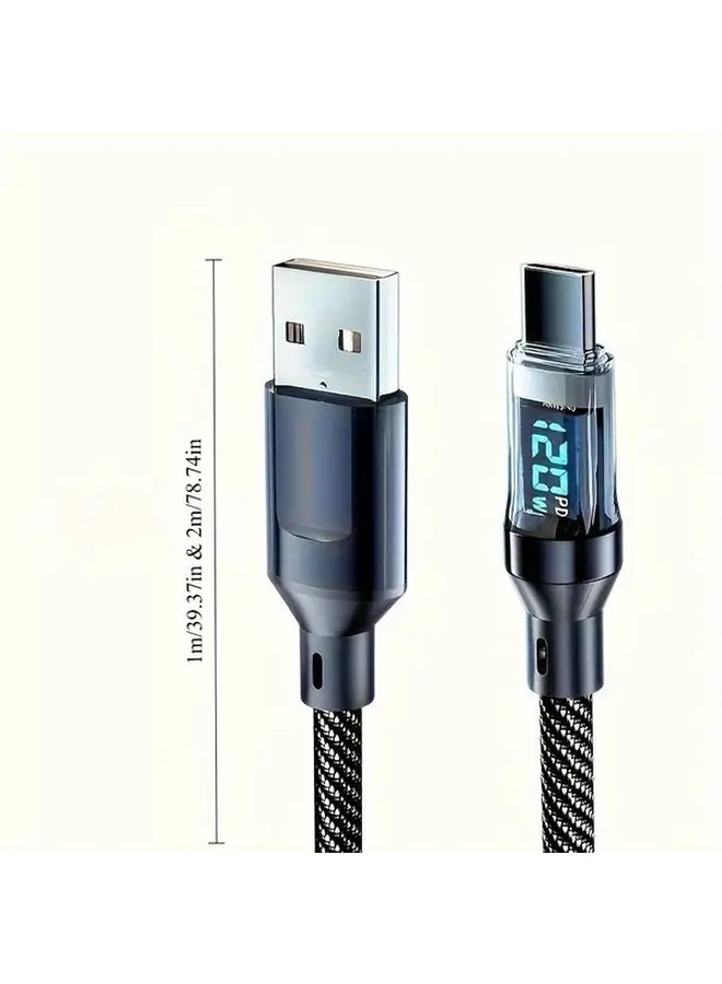 2 Meter USB C Cable 100W Fast Charging with LED Display High Speed Data Transfer Durable Fabric - Image 2