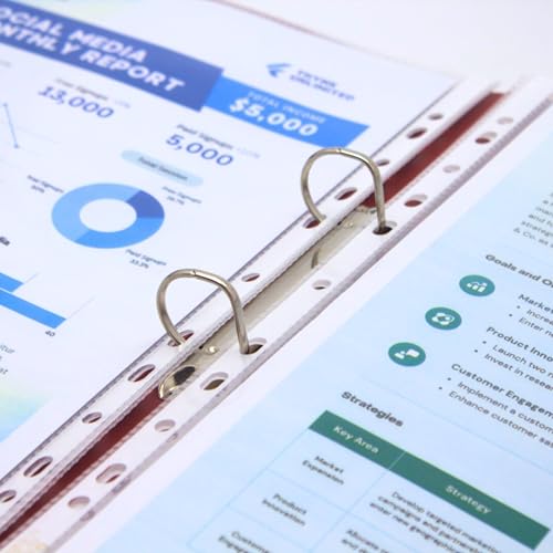 SPS A4 Size 50 Pcs 100 Micron Sheet Protectors, Transparent Document Sleeves, Leaf Sheet Clear Certificates, Waterproof 11 Holes Punched Ring Files Folder (A4, 100 Micron, Pack of 50) - Image 2