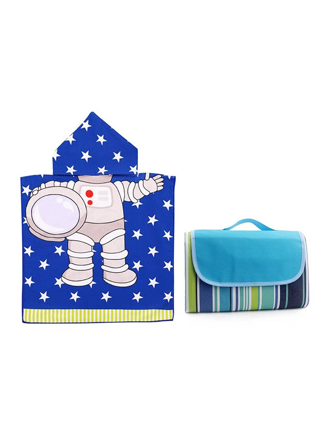 STAR BABiES Combo Pack Of 2 Waterproof Beach Mat With Hooded Towel Poncho - Blue - Image 1