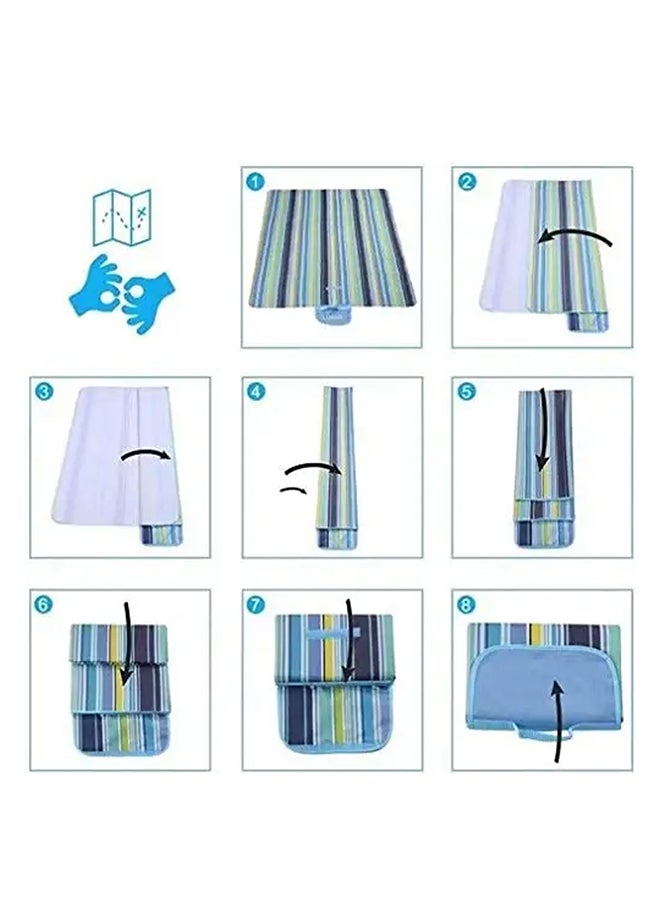 STAR BABiES Combo Pack Of 2 Waterproof Beach Mat With Hooded Towel Poncho - Blue - Image 4