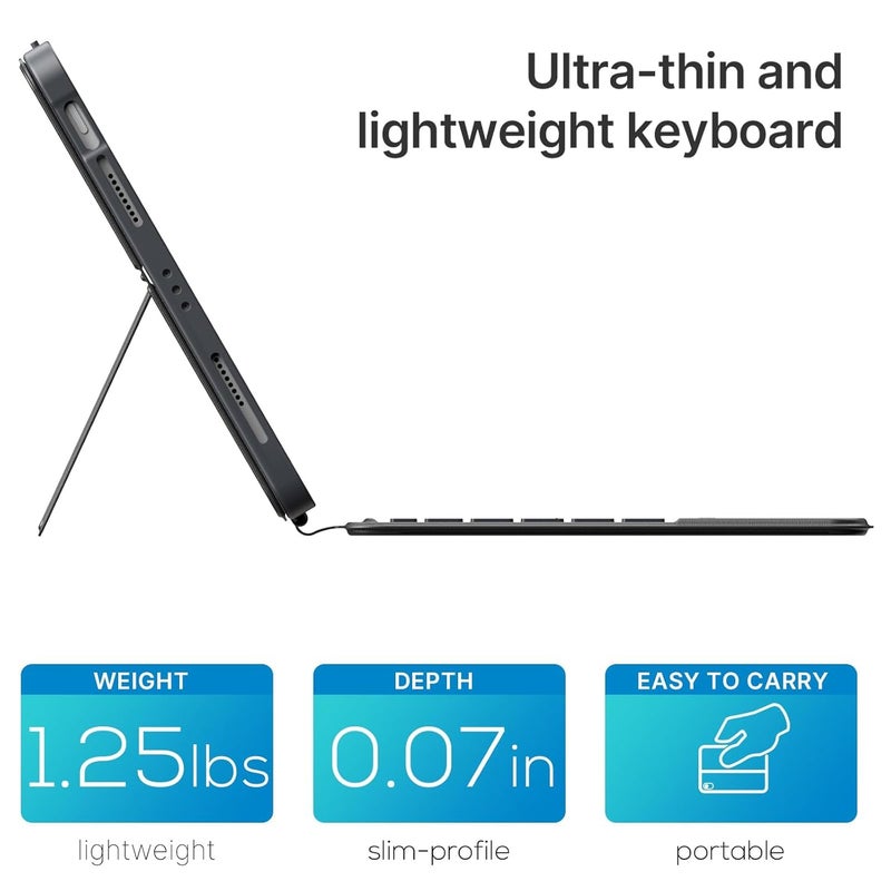 typecase حافظة لوحة مفاتيح فوليوديو لجهاز آيباد إير 11 (M3 & M2) إير الجيل 5/4 و آيباد برو 11 (الجيل 4/3/2/1) مع لوحة تتبع وإضاءة خلفية بـ 7 ألوان، عمودي/أفقي (لا تناسب برو 11 M5/M4، الجيل 10 و A16)-أسود - Image 5
