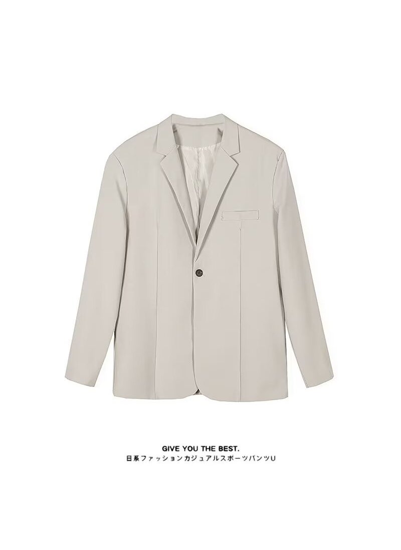 Generic Mens Modern Slim Fit Blazer Suit Spring Autumn khaki suit (one piece) 