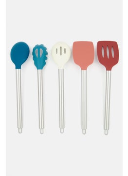 COOK WITH COLOR 5 Pc Nylon Utensil Set, Silver Combo  - Image 3