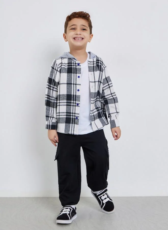 Styli Checked Hooded Shacket