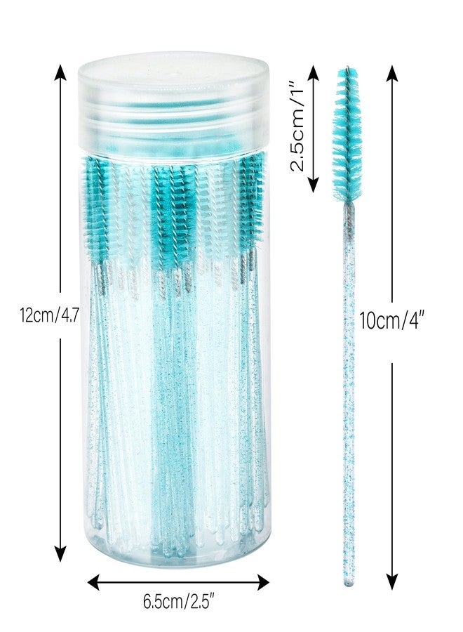 G2PLUS 100PCS Eyelash Brush, Ajustable Disposable Mascara Wands, Crystal Lash Spoolie, Eyebrow Spoolie Brush with Container for Makeup, Eyelash Extensions (Blue) - Image 2