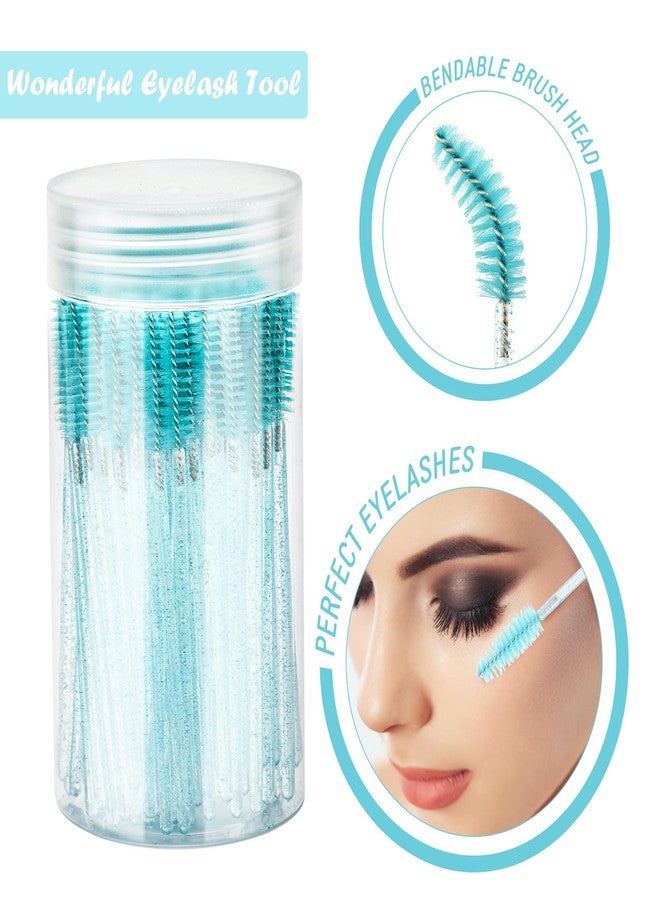 G2PLUS 100PCS Eyelash Brush, Ajustable Disposable Mascara Wands, Crystal Lash Spoolie, Eyebrow Spoolie Brush with Container for Makeup, Eyelash Extensions (Blue) - Image 3