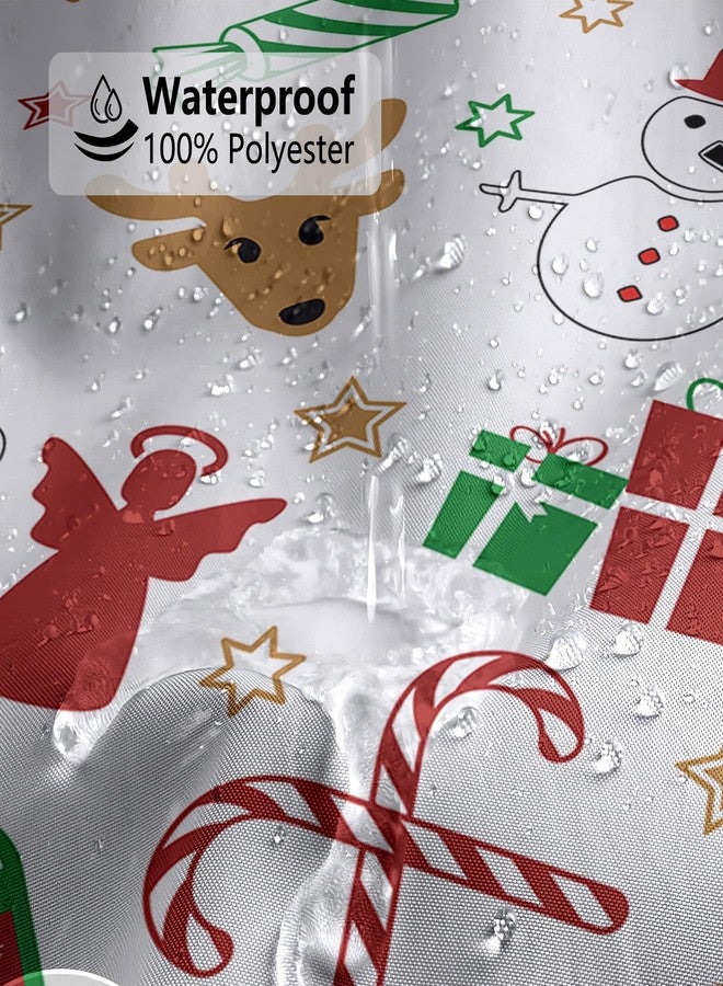 MEHOFOND Merry Christmas Shower Curtain Christmas Shower Curtains for Bathroom Winter Gingerbread Man Stars Reindeer Snowman Bathroom Decor Washable Durable Polyester Fabric Shower Curtains 72x72 inch - Image 4