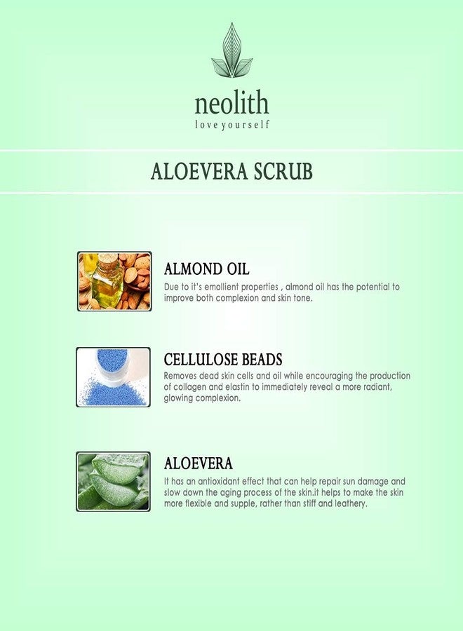Neolith Aloe Vera Scrub | Winter Scrub | Exfoliating Face Scrub for Reduce Acne, Blackheads & Whiteheads, Dry & Dull Skin, Ecocert Certified Raw Materials, Paraben & Sulphate Free Women & Men -100 Gm - Image 4