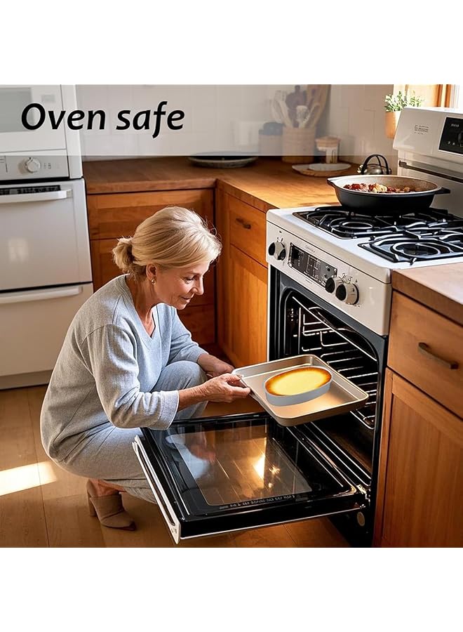 كاست ويف طقم قوالب تشيز كيك بيضاوية، قوالب كيك غير لاصقة من الألومنيوم مقاس 4 بوصات و8 بوصات لخبز اللحم المفروم والخبز والكعك، متوافقة مع الفرن والقدر الفوري (قطعتان) - Image 2