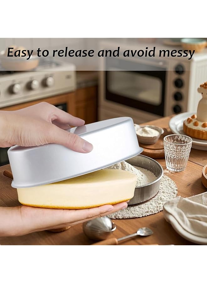 كاست ويف طقم قوالب تشيز كيك بيضاوية، قوالب كيك غير لاصقة من الألومنيوم مقاس 4 بوصات و8 بوصات لخبز اللحم المفروم والخبز والكعك، متوافقة مع الفرن والقدر الفوري (قطعتان) - Image 4