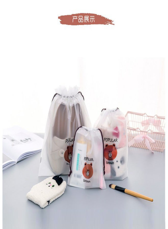 Popular eva drawstring bag cartoon drawstring bag clothing shoe packaging bag cosmetic storage bag bear drawstring bag frosted white 18*25 bear - Image 1