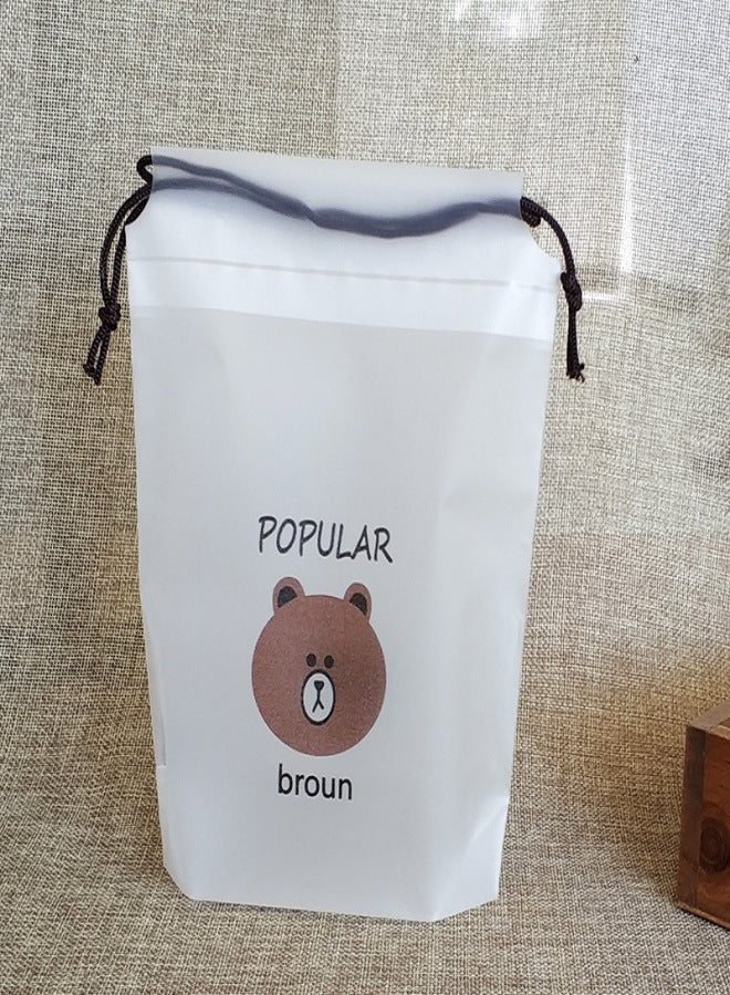 Popular eva drawstring bag cartoon drawstring bag clothing shoe packaging bag cosmetic storage bag bear drawstring bag frosted white 18*25 bear - Image 4