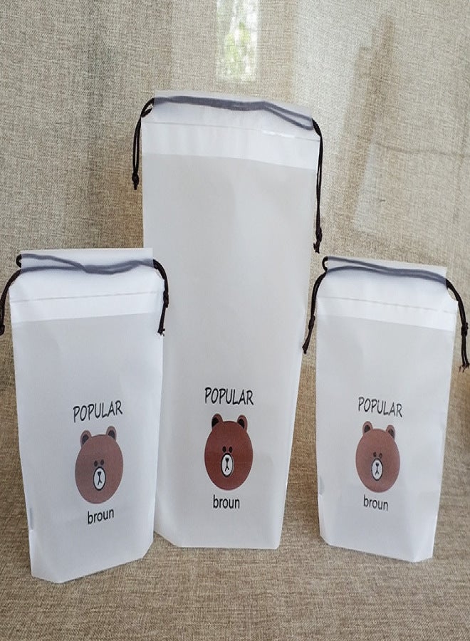 Popular eva drawstring bag cartoon drawstring bag clothing shoe packaging bag cosmetic storage bag bear drawstring bag frosted white 18*25 bear - Image 3