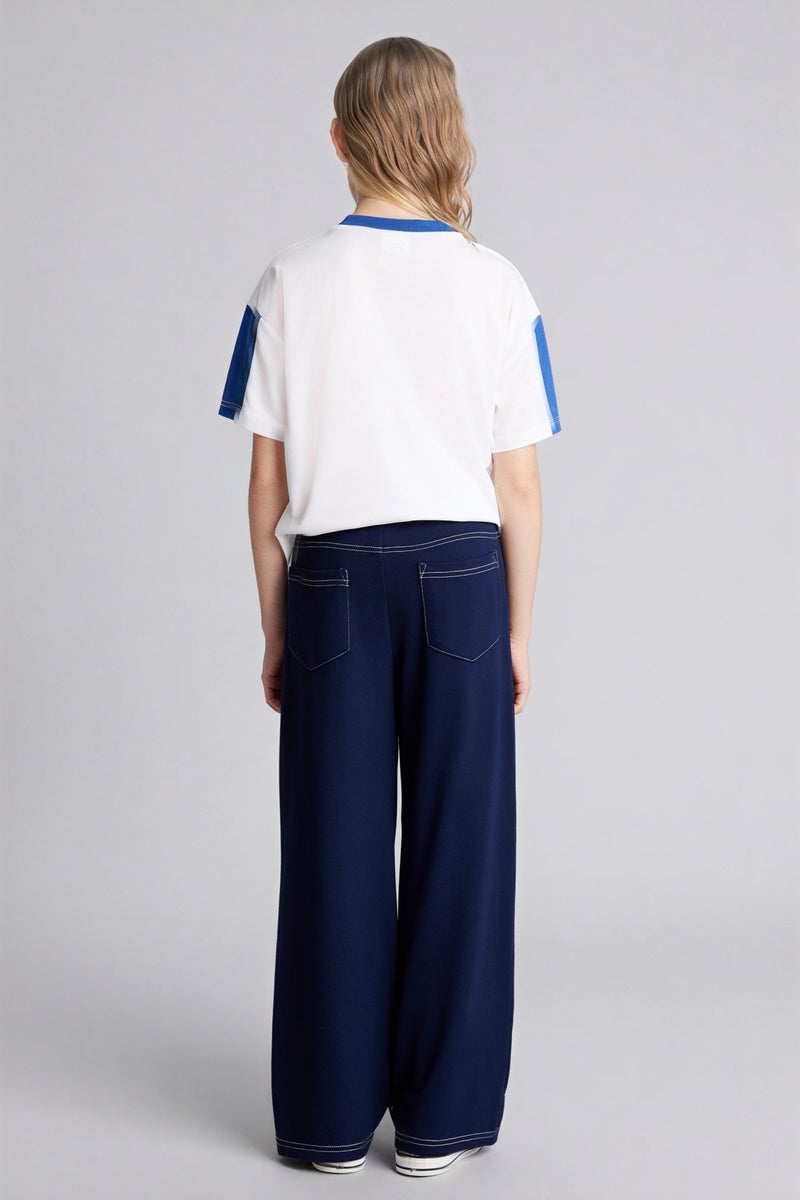 DeFacto Blue Girl Girl Wide Leg Trousers Casual - Image 5