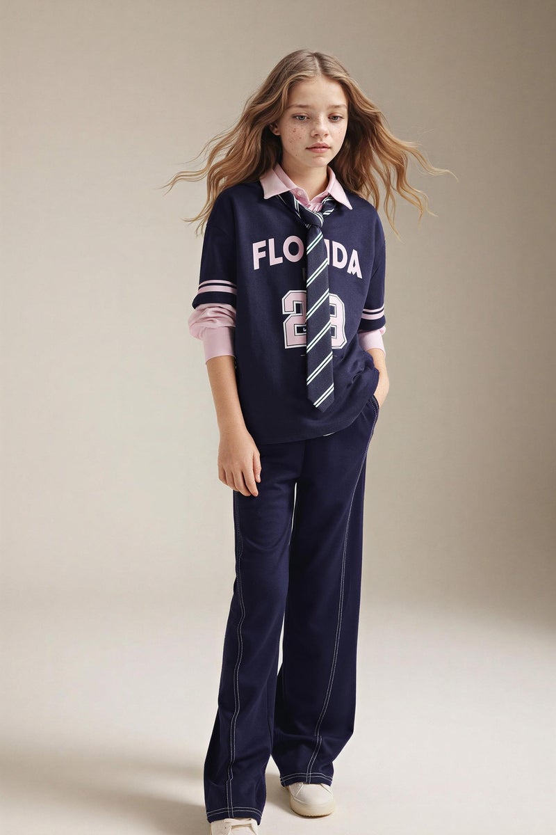 DeFacto Blue Girl Girl Wide Leg Trousers Casual - Image 1