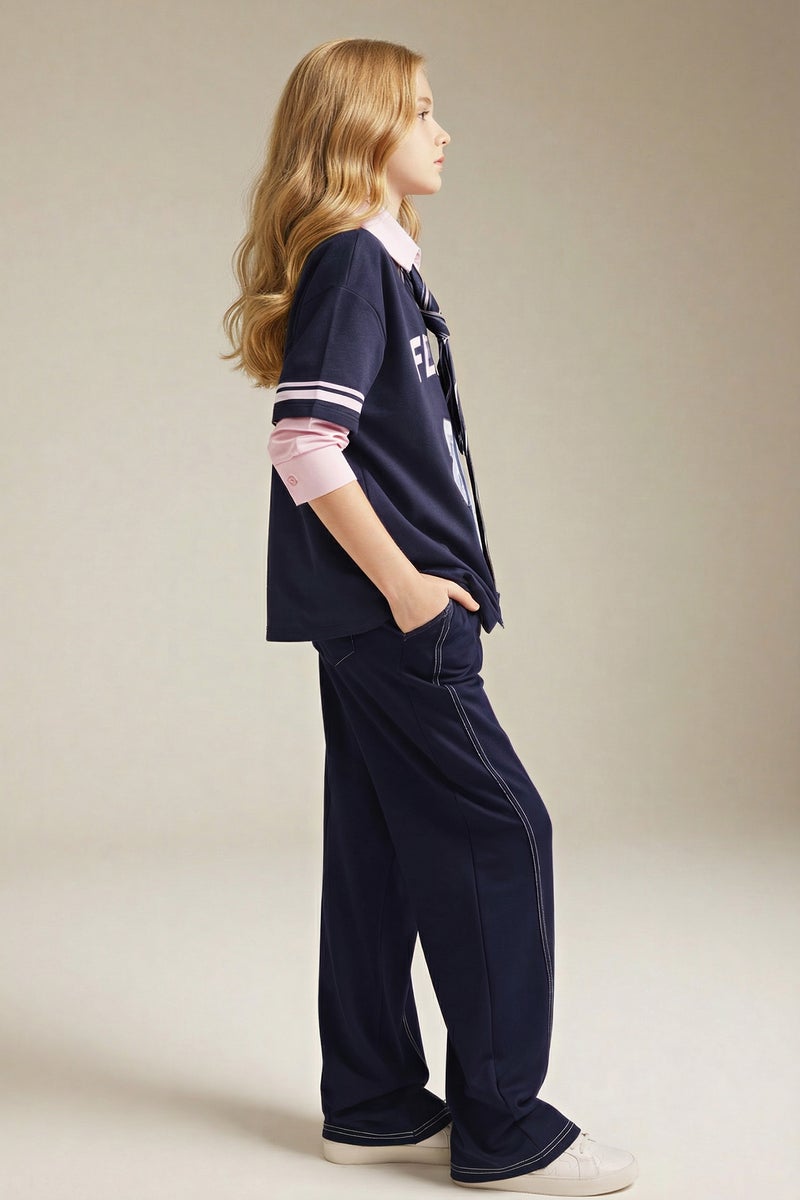 DeFacto Blue Girl Girl Wide Leg Trousers Casual - Image 2