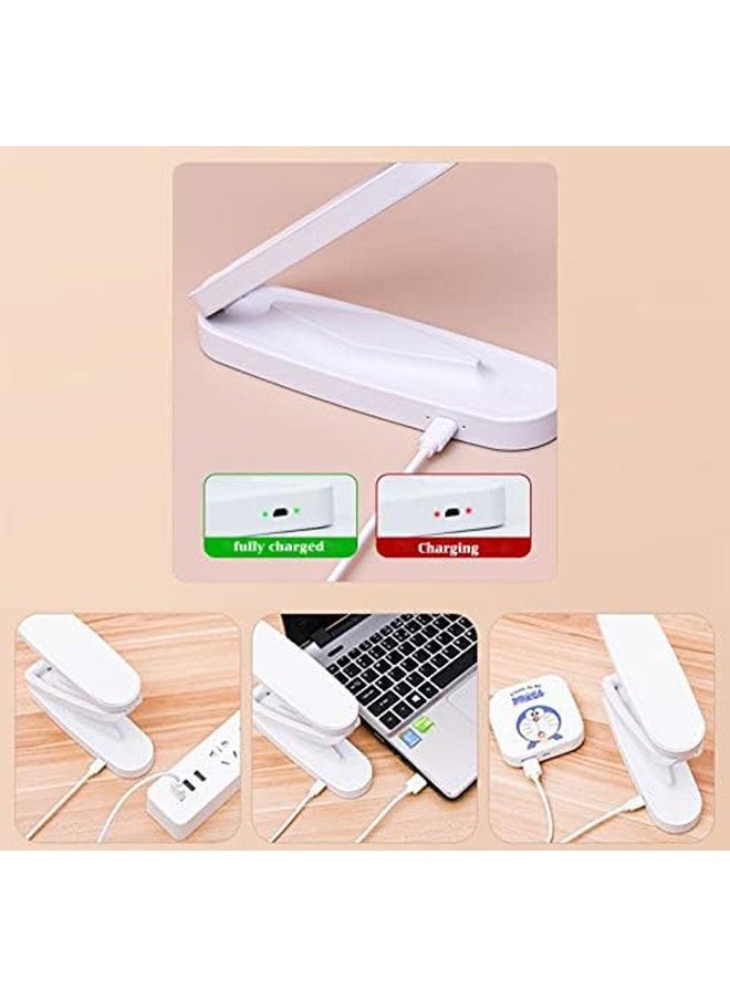 Foldable LED Desk Lamp,Small Book Reading Light with 3 Brightness Color,Rechargeable & Dimmable,Eye-Caring Studying Light,Portable Table Lamp,for Home