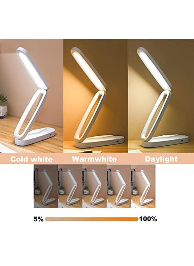 Foldable LED Desk Lamp,Small Book Reading Light with 3 Brightness Color,Rechargeable & Dimmable,Eye-Caring Studying Light,Portable Table Lamp,for Home