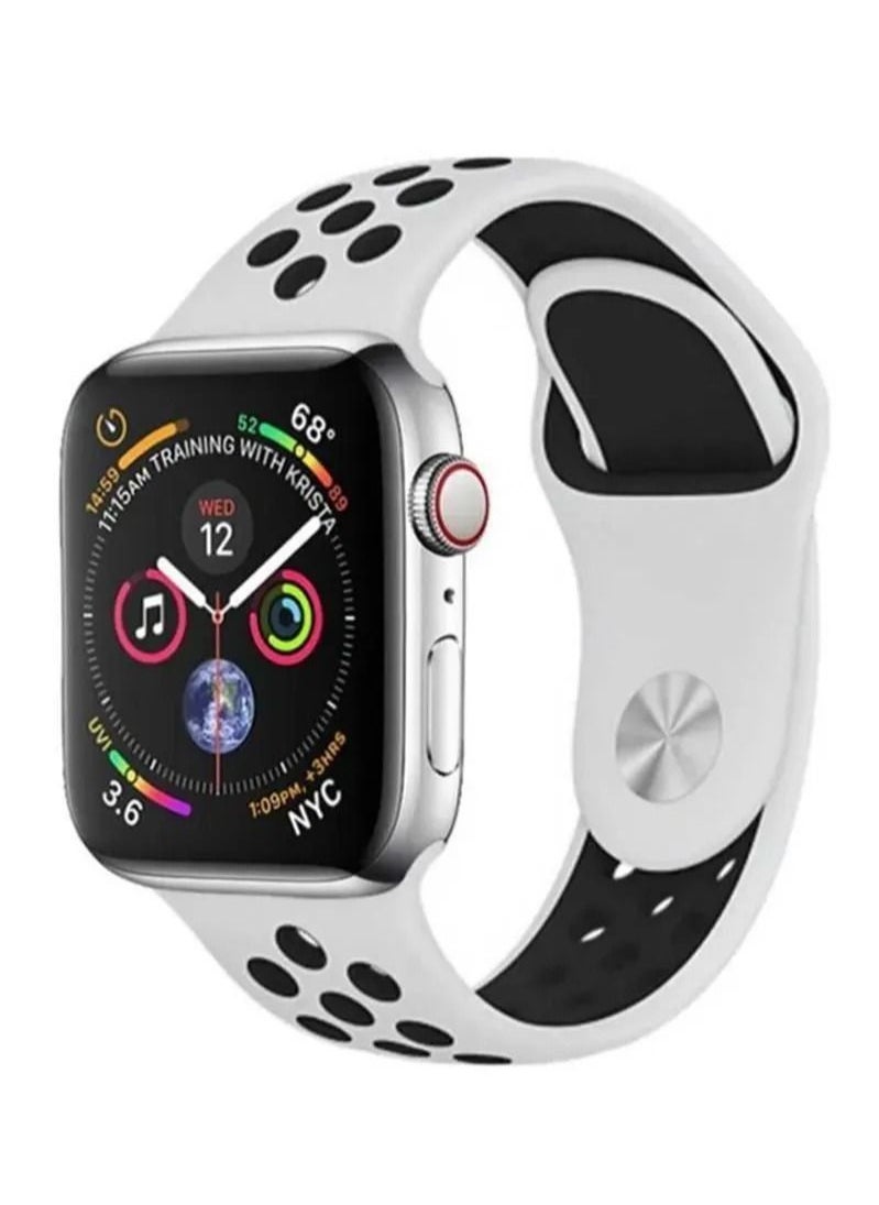 Generic - Apple Watch Band , Nike Apple Watch Strap for Apple Watch Series 5/6/7 42/44/45mm White Black - Image 1