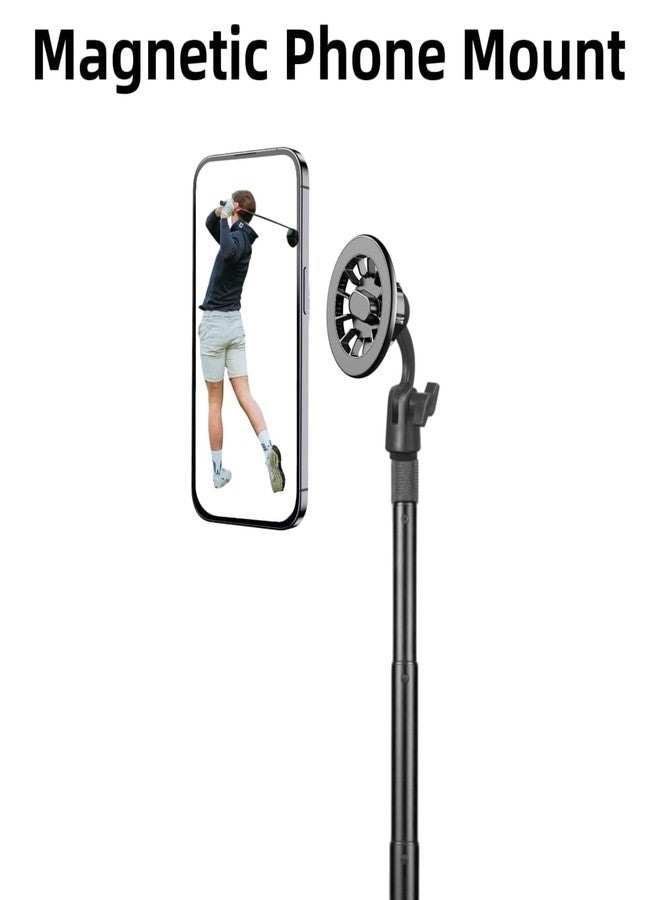 YKI Golf Monopod Selfie Stick with Ground Spike Stake, 52" Adjustable Golf Selfie Stick Swing Analyzer Holder, Magnetic Golf Phone Holder for Recording Swing, Portable Mag Safe Golf Phone Stand - Image 3