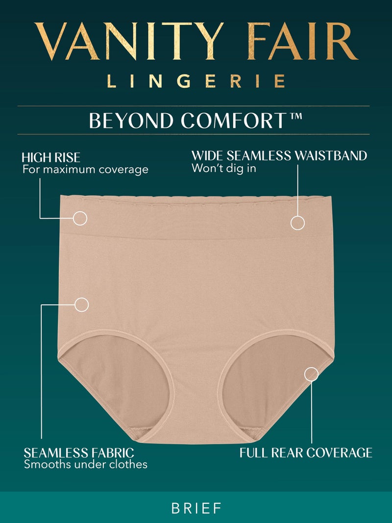 Vanity Fair Women's Seamless Underwear, Light Smoothing, No Pinch No Show Brief-3 Pack-Neutral, 7 - Image 3