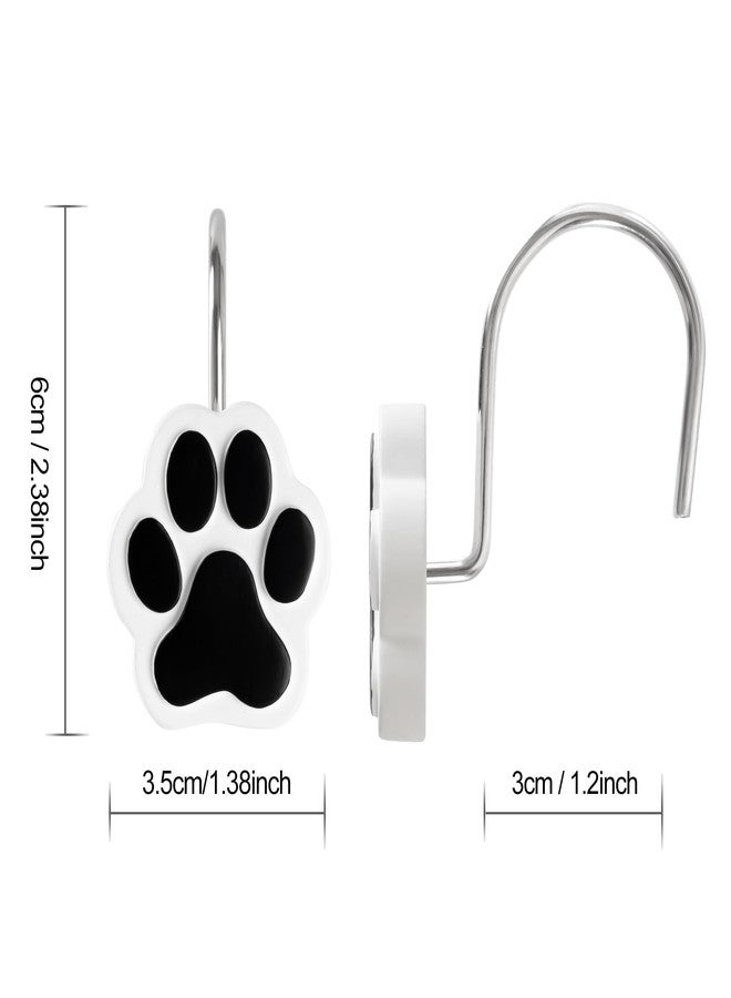Sunlit Cute Paw Print Decorative Shower Curtain Hooks for Dog Cat Bear, Resin, Lovely Shower Curtain Rings for Kids, Bathroom Decoration Curtain, 12 Pack, Black and White - Image 3