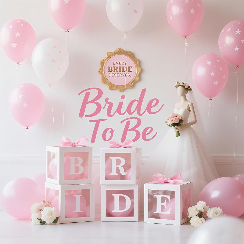 Ledido White Transparent Balloon Boxes, Clear Baby Boxes with 78 Letters for Custom Name, Balloon Box Blocks Backdrop for Bride Shower Baby Shower Birthday Boy Girl Gender Reveal Graduation Party Decor, 5PCS - Image 4