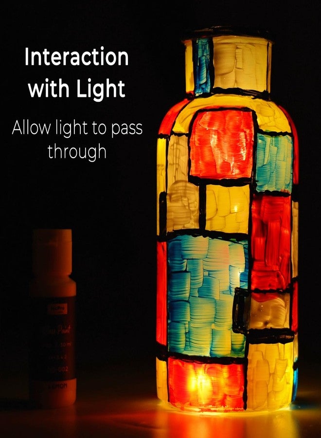 نيكبرو مجموعة ألوان نيكبرو للزجاج الأكريليكي (30 مل، 1 أونصة) مع 6 فرش ولوحة ألوان واحدة، طقم أدوات طلاء الزجاج والسيراميك بالمينا، مناسب لزجاجات النبيذ والجرار الزجاجية والنوافذ، بلمسة نهائية لامعة معتمة - Image 2