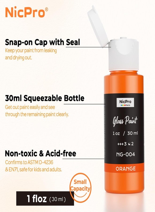 نيكبرو مجموعة ألوان نيكبرو للزجاج الأكريليكي (30 مل، 1 أونصة) مع 6 فرش ولوحة ألوان واحدة، طقم أدوات طلاء الزجاج والسيراميك بالمينا، مناسب لزجاجات النبيذ والجرار الزجاجية والنوافذ، بلمسة نهائية لامعة معتمة - Image 3