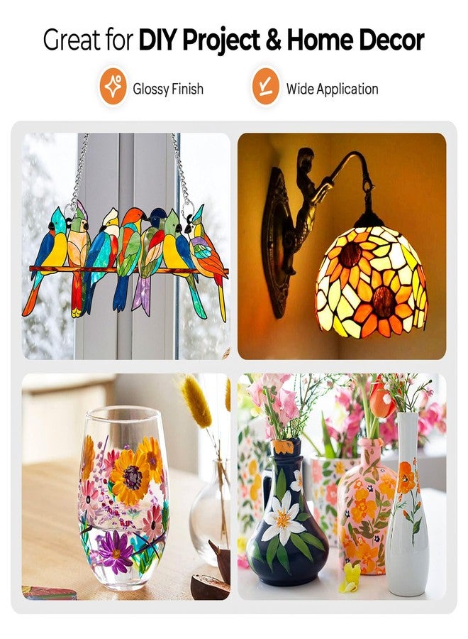 نيكبرو مجموعة ألوان نيكبرو للزجاج الأكريليكي (30 مل، 1 أونصة) مع 6 فرش ولوحة ألوان واحدة، طقم أدوات طلاء الزجاج والسيراميك بالمينا، مناسب لزجاجات النبيذ والجرار الزجاجية والنوافذ، بلمسة نهائية لامعة معتمة - Image 5