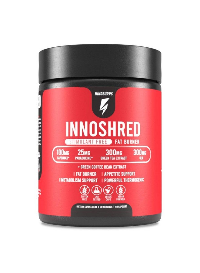 INNOSUPPS Inno Shred - Day Time Burner | Stimulant Free | 100mg Capsimax, Grains of Paradise, Green Tea Extract (60 Veggie Capsules) | (Stimulant Free) - Image 1