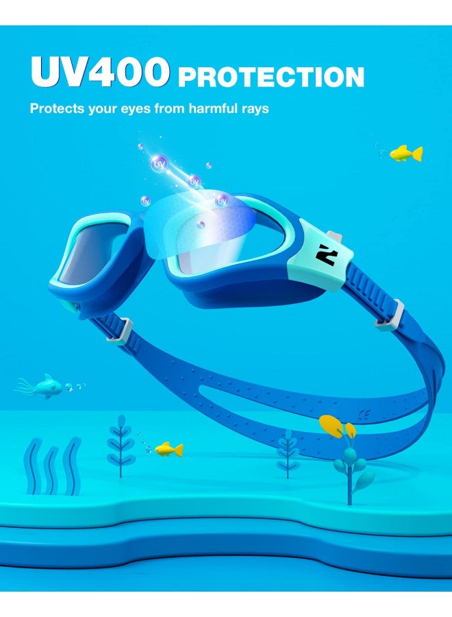 ZIONOR Kids Swim Goggles, G1MINI SE Anti-fog Crystal Clear Swimming Goggles for Kids Age 6-14, Leak Proof Kids Swimming Goggles for Children Boy Girl with UV Protection (Clear Green) - Image 2