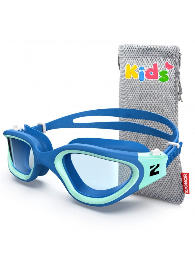 ZIONOR Kids Swim Goggles, G1MINI SE Anti-fog Crystal Clear Swimming Goggles for Kids Age 6-14, Leak Proof Kids Swimming Goggles for Children Boy Girl with UV Protection (Clear Green) - Image 1