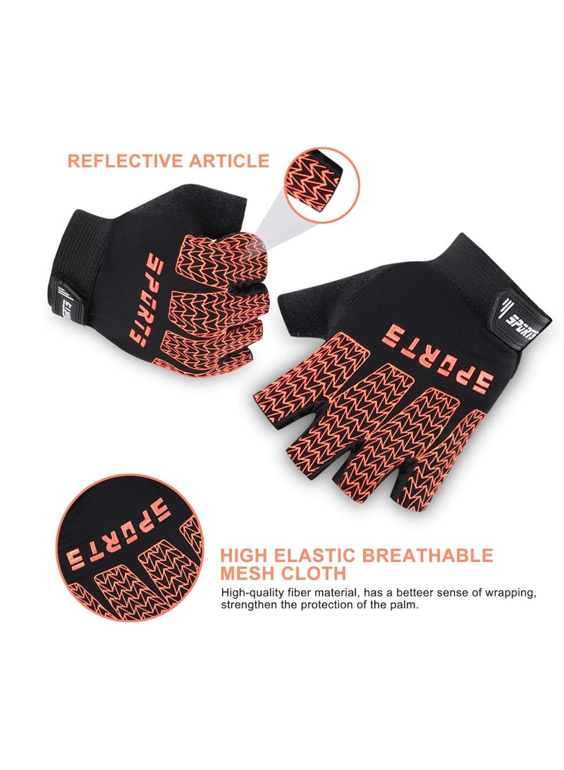 SYOSI Versatile Kids Sport Gloves - Half Finger Design for Boys & Girls - Perfect for Cycling, Camping, and Outdoor Activities(Orange)  - Image 3
