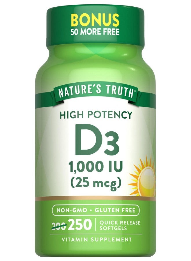 Nature's Truth Nature's Truth D3 1000 IU | 250 Softgels | Essential Vitamin D | Non-GMO & Gluten Free Supplement - Image 1