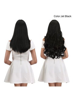 REECHO 24" Curly Wavy 4 Pieces Set Thick Clip In On Hair Extensions Black Brown  - Image 4
