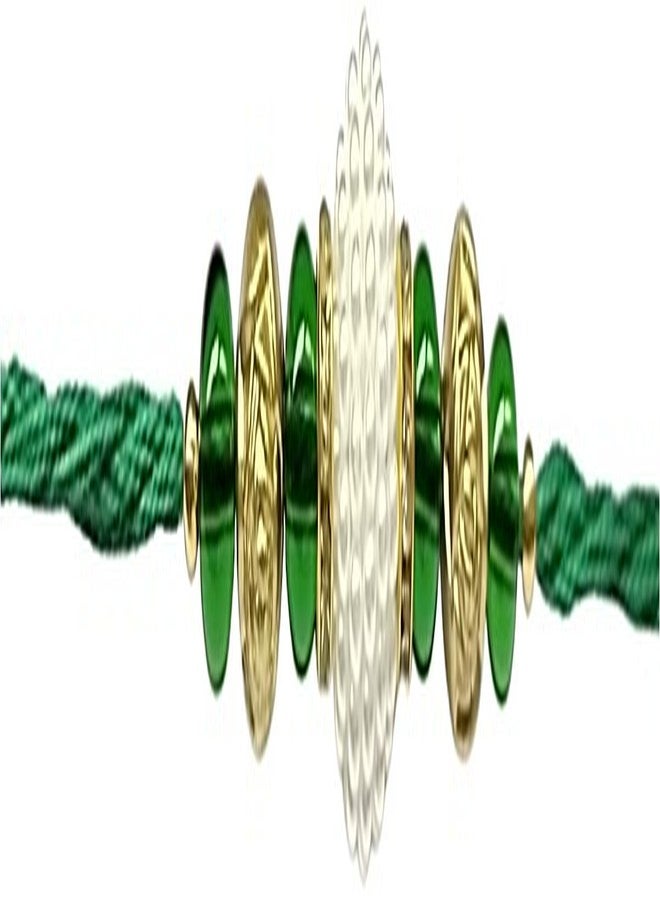 KRISHNA Rakhi Fancy Green Glass Beads with Fancy White Beads pendal for Rakshabandhan for Men and Boys - Image 2