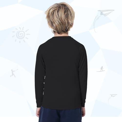 MEETWEE Boys Rash Guard Long Sleeve Girl UPF 50+ Sun Protection Shirt Swim Shirts Youth SPF Quick Dry Shirt Swimwear Sunsuits Black X-Large - Image 2