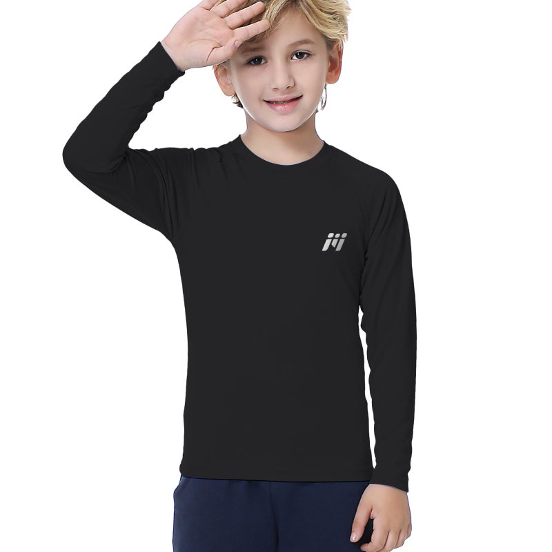 MEETWEE Boys Rash Guard Long Sleeve Girl UPF 50+ Sun Protection Shirt Swim Shirts Youth SPF Quick Dry Shirt Swimwear Sunsuits Black X-Large - Image 5