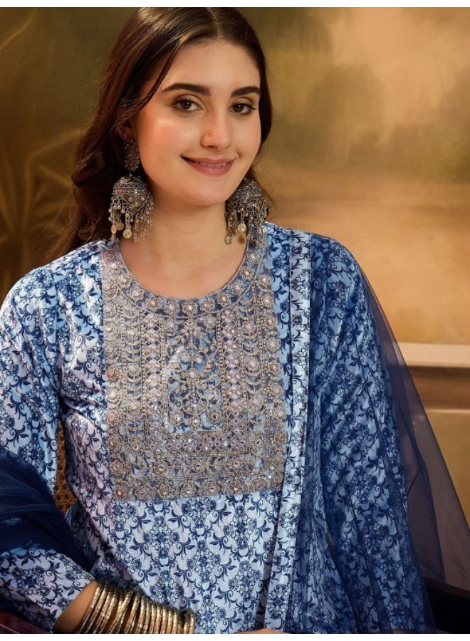 AKS Blue Muslin Kurta Set - Image 2