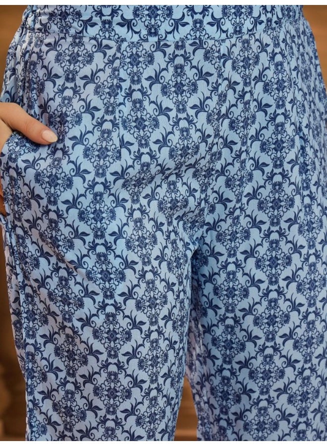 AKS Blue Muslin Kurta Set - Image 3