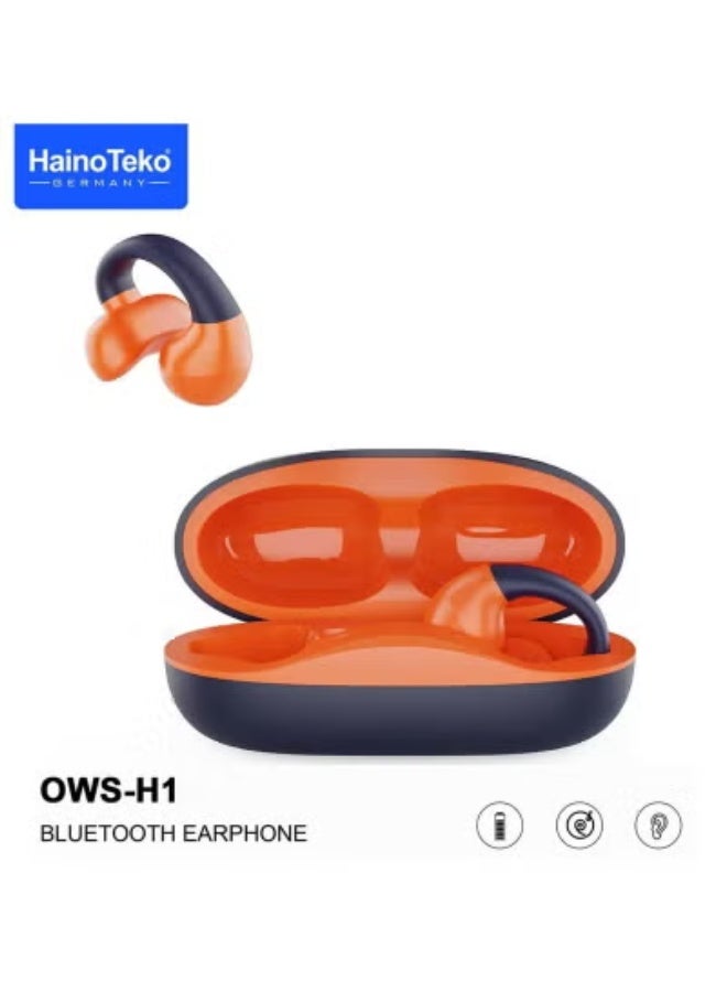 Haino Teko OWS H1 True Wireless Bluetooth Earphones – Powerful High Bass Sound, Clear Microphone for Calls, Long Battery Life, Smart Touch Control, Effective Noise Isolation, Comfortable Ergonomic Fit, Compatible with Android & iPhone Devices – Blue - Image 1