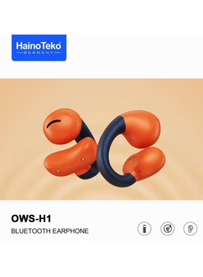 Haino Teko OWS H1 True Wireless Bluetooth Earphones – Powerful High Bass Sound, Clear Microphone for Calls, Long Battery Life, Smart Touch Control, Effective Noise Isolation, Comfortable Ergonomic Fit, Compatible with Android & iPhone Devices – Blue - Image 2