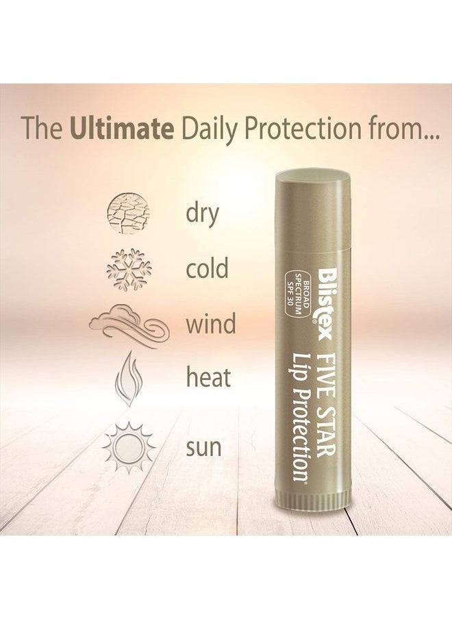 Blistex - Five Star Lip Protection Lip Balm, 0.15 Ounce – Wind & Water-Resistant Lip Care, Broad Spectrum SPF 30 Sun Protection, Soothes Cold Chapped Lips, Hydrating Lip Treatment, Holds in Moisture - Image 1