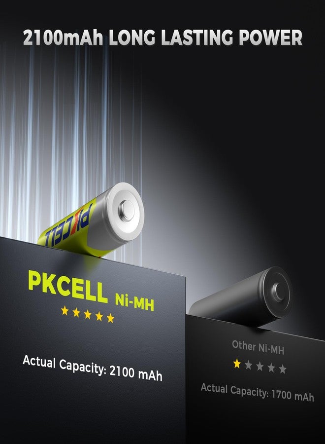 بي كي سيل بطاريات PKCELL قابلة لإعادة الشحن من نوع AA، عبوة من 16 بطارية، سعة 2100 مللي أمبير، جهد 1.2 فولت، بطاريات NiMH قابلة لإعادة الشحن من نوع AA، أكثر من 1200 دورة شحن، معدل تفريغ ذاتي منخفض، مناسبة للمصابيح الشمسية، وأجهزة التحكم بالألعاب، والمصابيح اليدوية. - Image 5