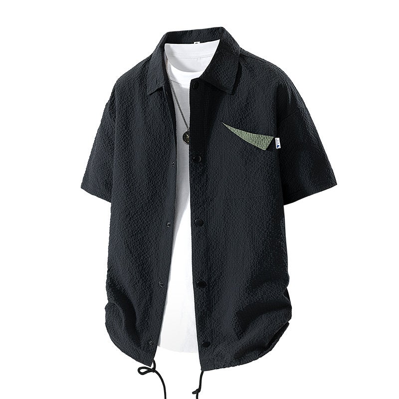 Men's Big Size Turn-down Collar Short Sleeve Shirt - Image 3