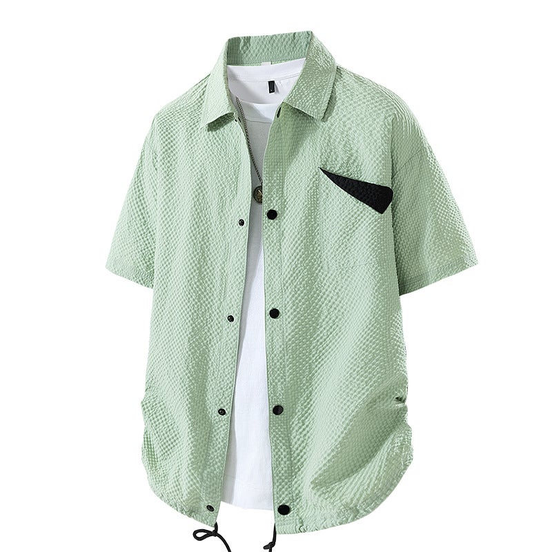 Men's Big Size Turn-down Collar Short Sleeve Shirt - Image 4
