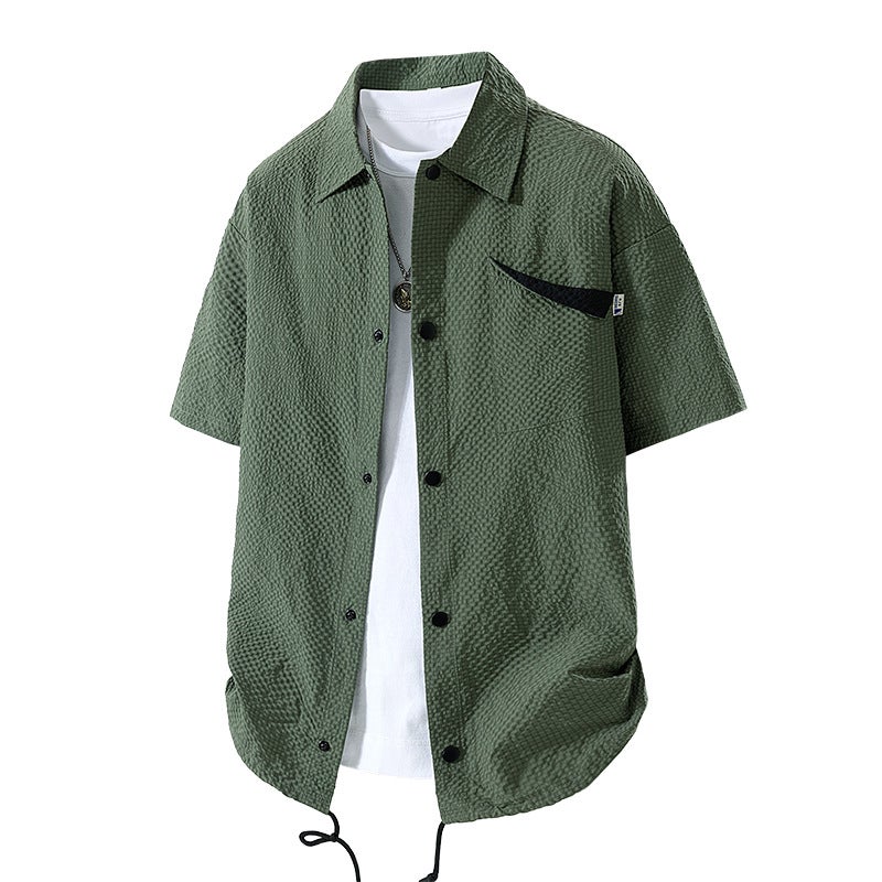 Men's Big Size Turn-down Collar Short Sleeve Shirt - Image 2