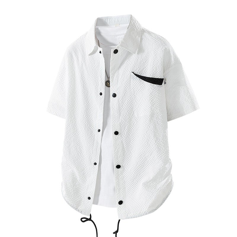 Men's Big Size Turn-down Collar Short Sleeve Shirt - Image 1
